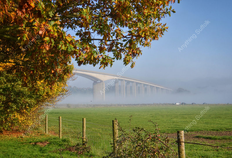 Orwell bridge in the mist by Anne Gould