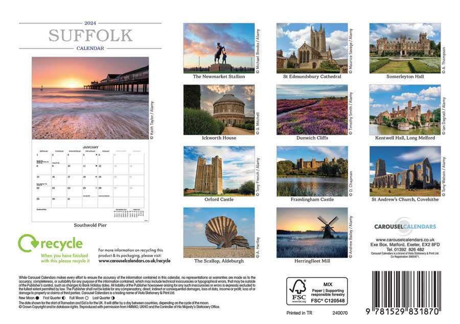 A5 Suffolk Calendar 2024 AnythingSuffolk a range of Suffolk printed
