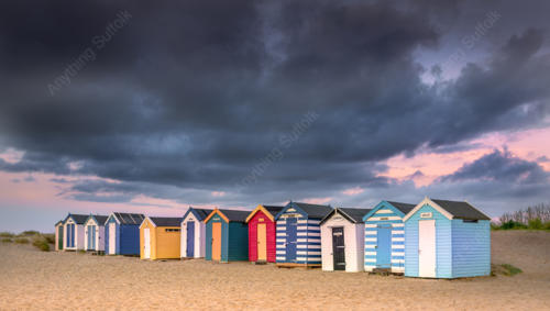 Gun Hill Beach Hut Sunrise by Aron Radford