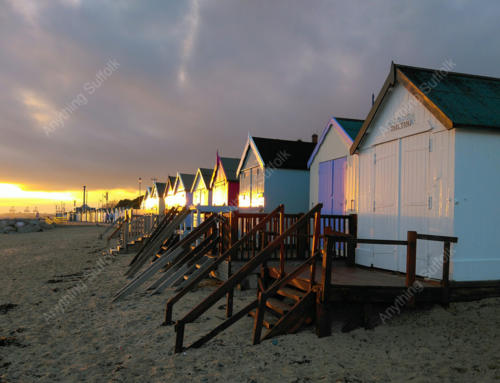 Beach Huts, Felixstowe by Hazel Calver